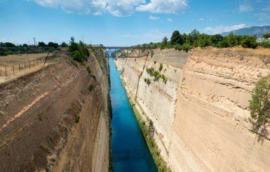 View from above of the Corinth Canal in Greece