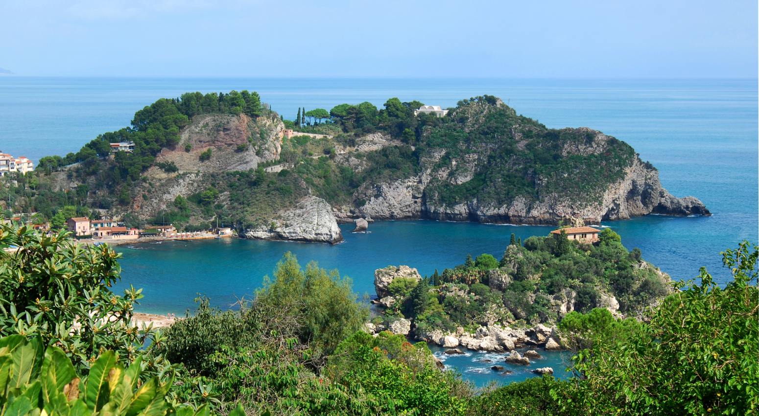Beautiful view of Taormina Isola Bella in Sicily, Italy