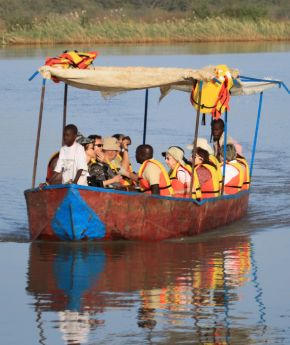 Traditional boat transfering tourists