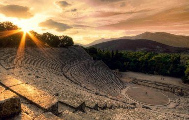 View from the ancient theatre of Epidaurus