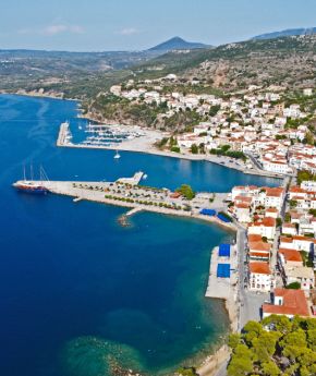 Aerial view of Pylos town in Greece