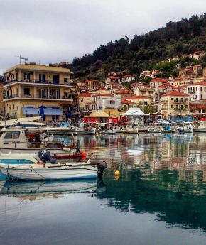 A view of the picturesque harbor of Gythio, Greece