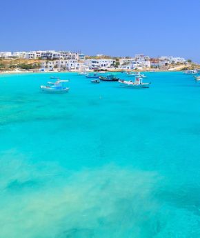 A panoramic view of the small Greek island of Koufonisi