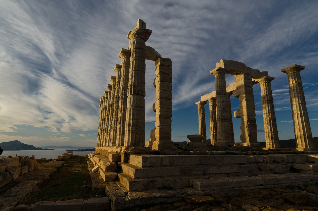 The Temple of Poseidon, located in Cape Sounio in Athens
