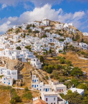 A view of the colorful Serifos port and town, Greece