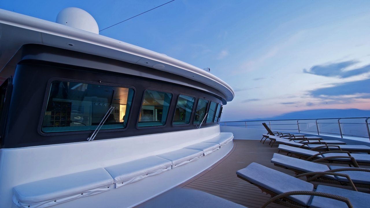 outdoor of a boat with deck chairs