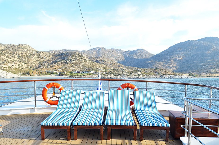 Deck chairs on Callisto small ship of Variety Cruises
