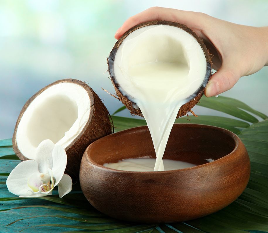 Coconut milk being poured 