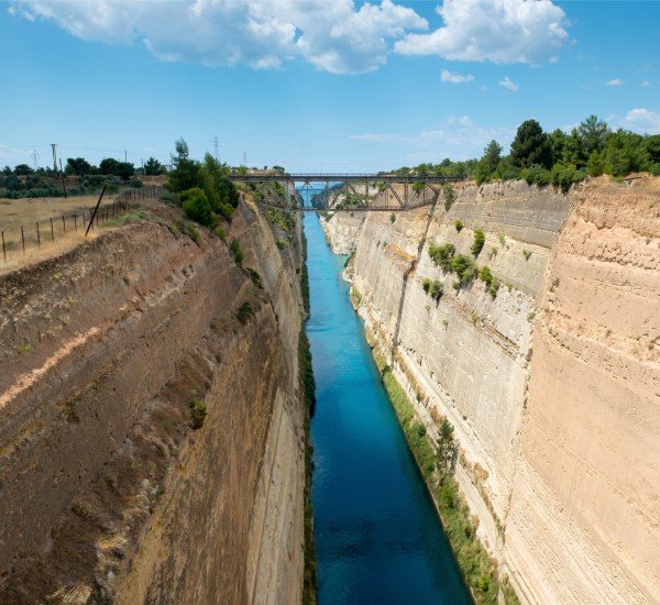 A view of the Corinth Canal, Greece from a boat