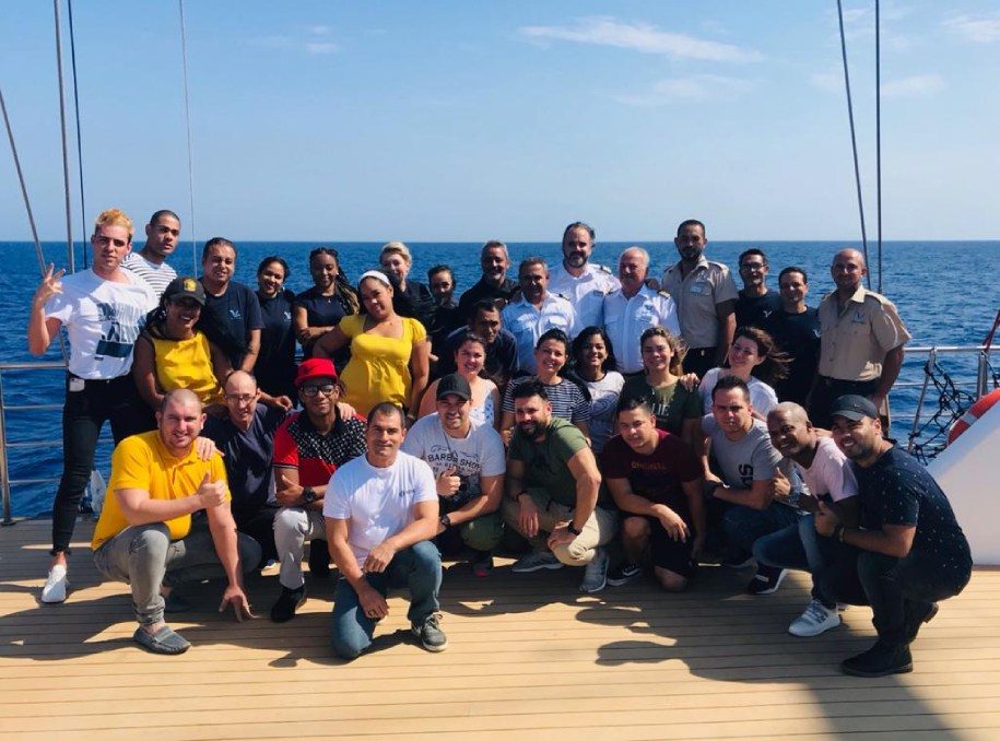 Group of people on deck of Variety Cruises' boat