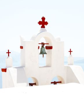 Traditional white coloured church in greek islands