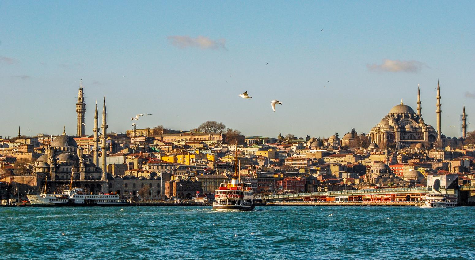 View from the sea to Instambul town