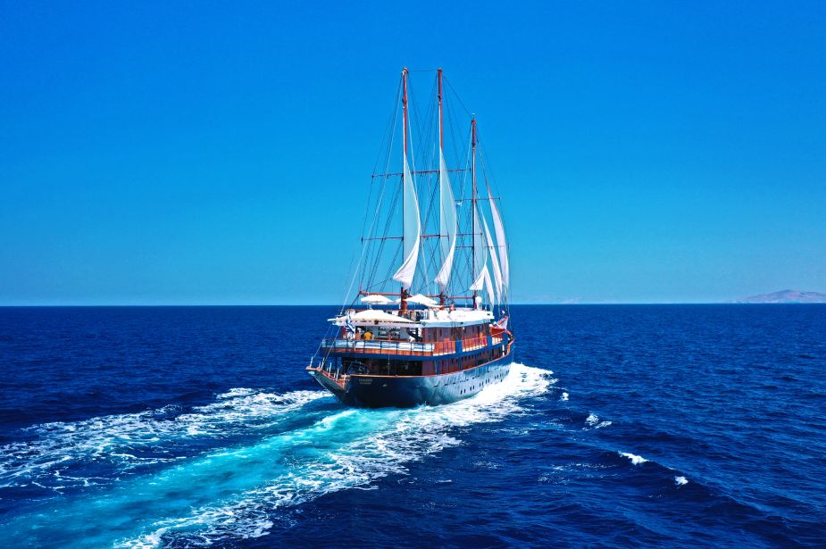 A ship sailing in the ocean