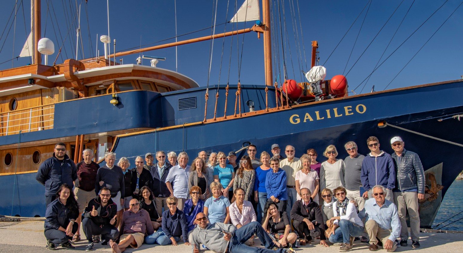 Happy guests on board the Galileo yacht, part of Variety Cruises' small ship cruises