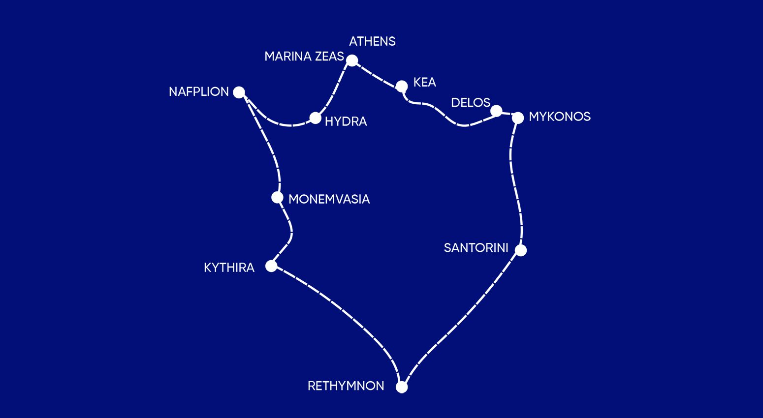 Variety Cruises' map in classical Greece cruises