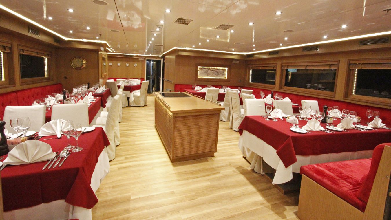 Dining area on the Harmony G with Variety Cruises