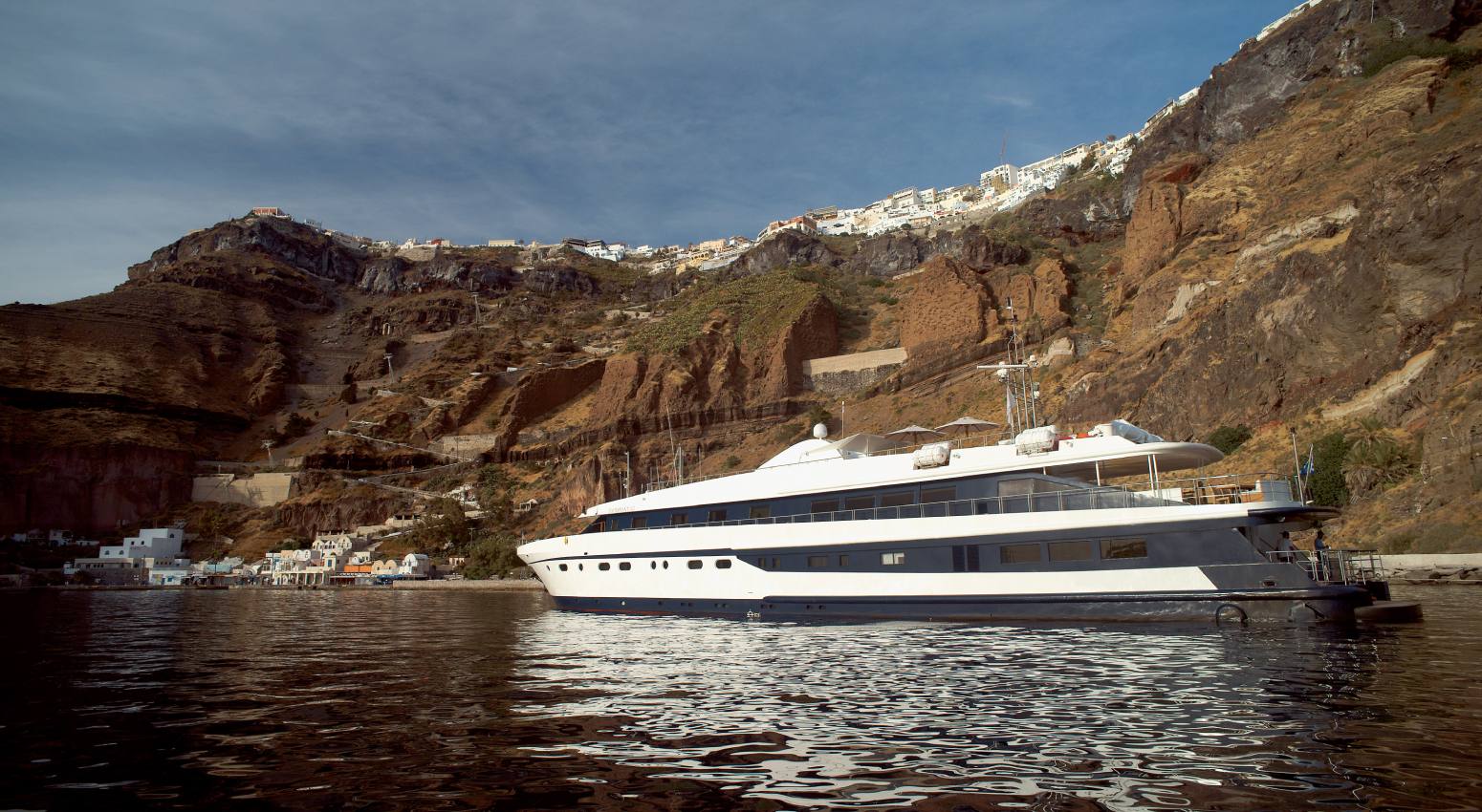 Harmony G cruise ship docked in Santorini