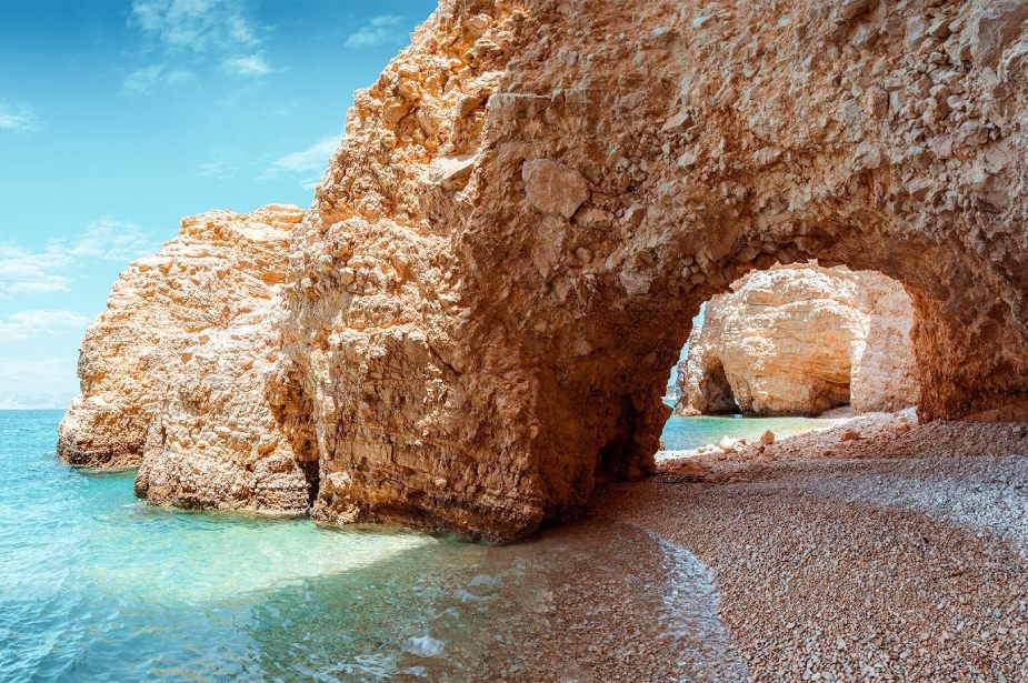 Cruise stop on Kasteli beach, Kato Koufonisi, Greece.