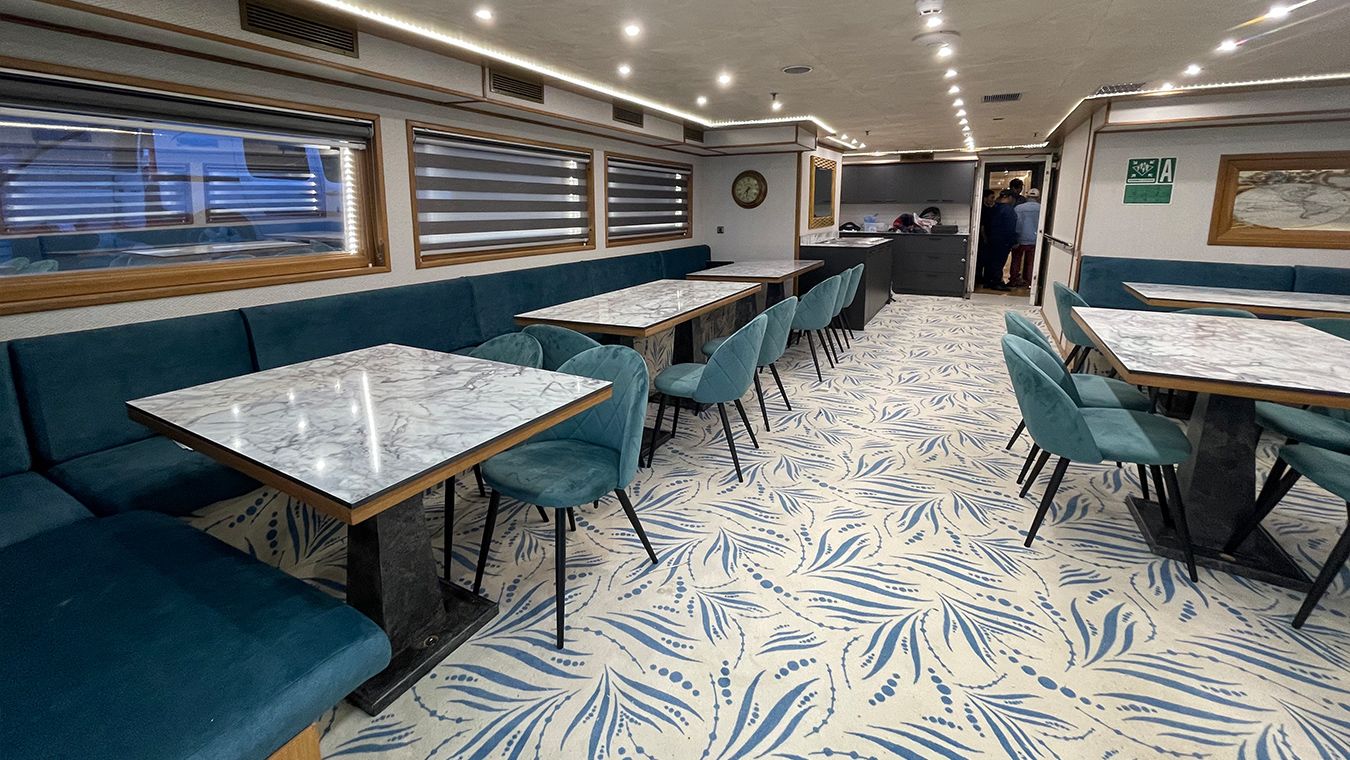 Dining area of a ship