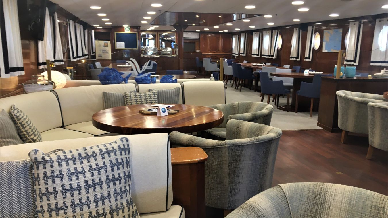 Lounge area of a cruise ship