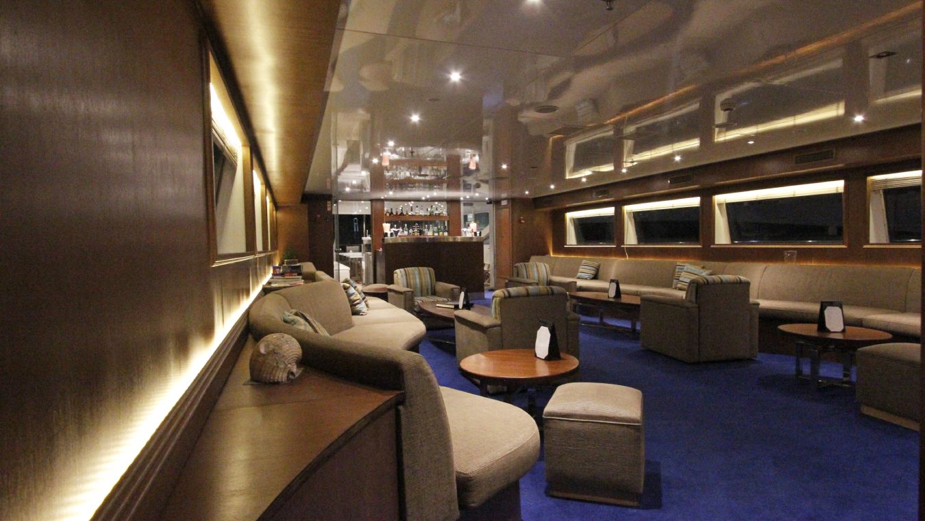 Indoor lounge area on a cruise ship