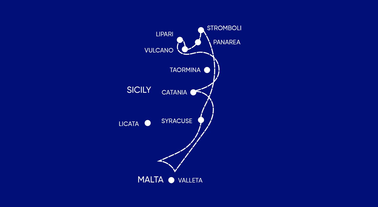 Variety Cruises itinerary through Italy, Malta, and the Aeolian islands