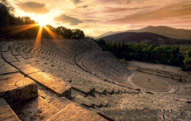 The ancient theater of Epidaurus visited on a Variety Cruises excursion