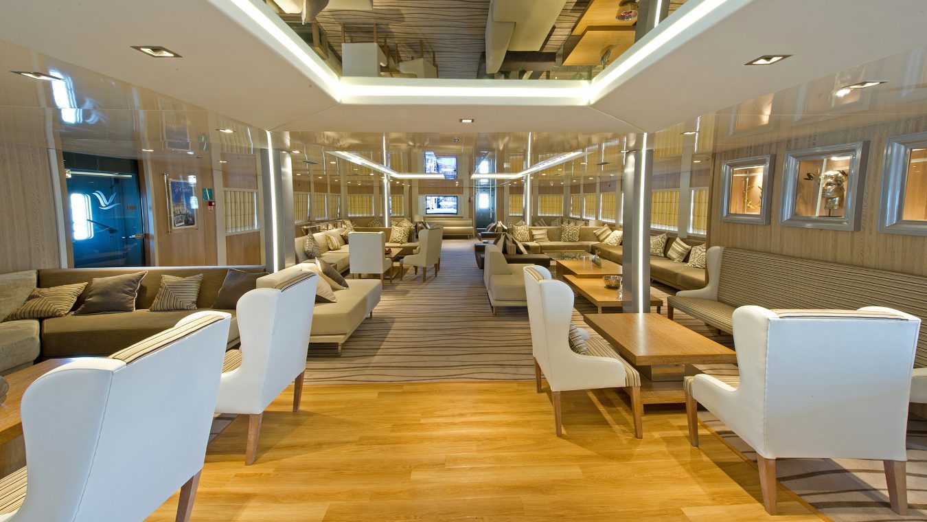 Lounge area on Riviera deck of a cruise ship