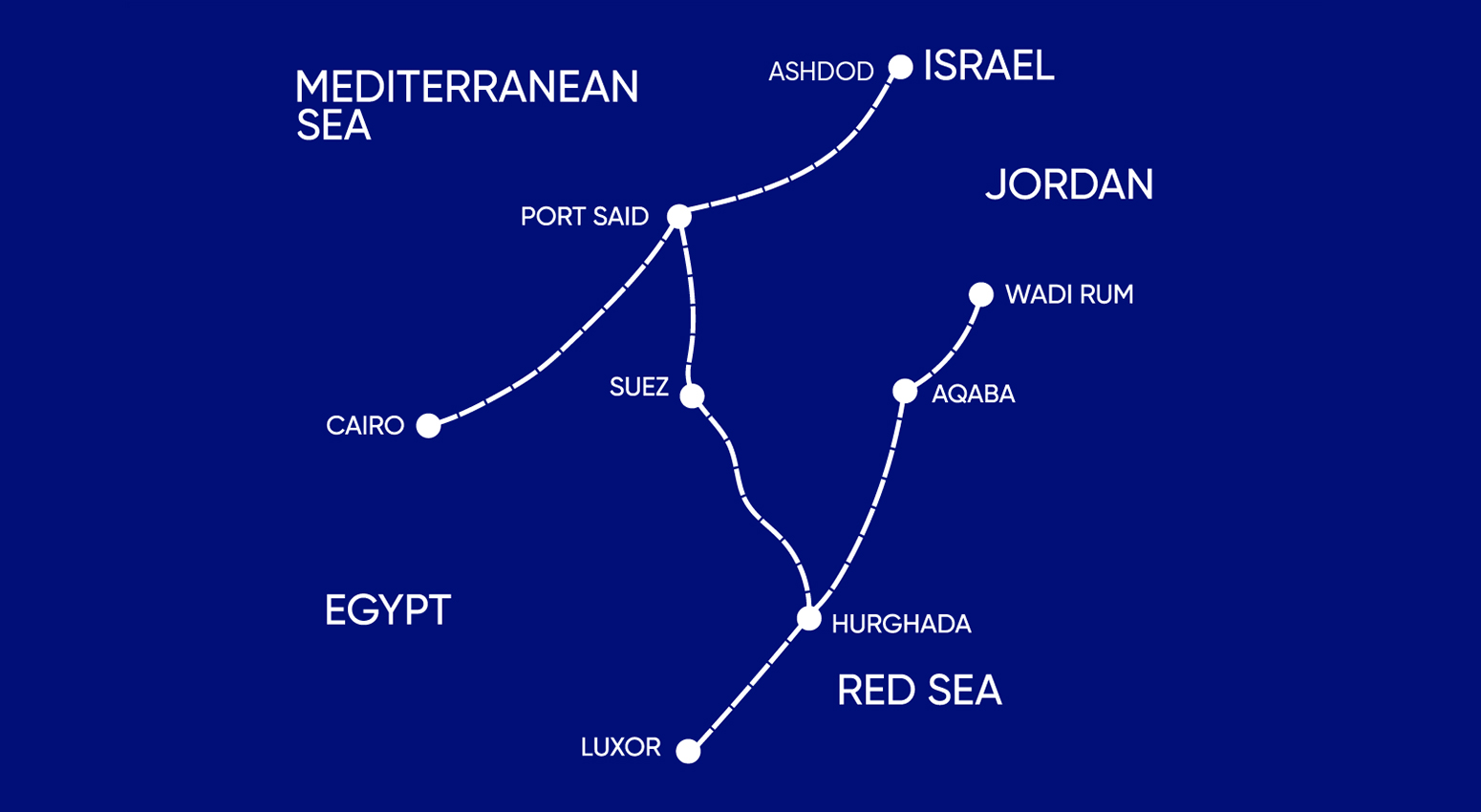 Israel Egypt Jordan cruise map