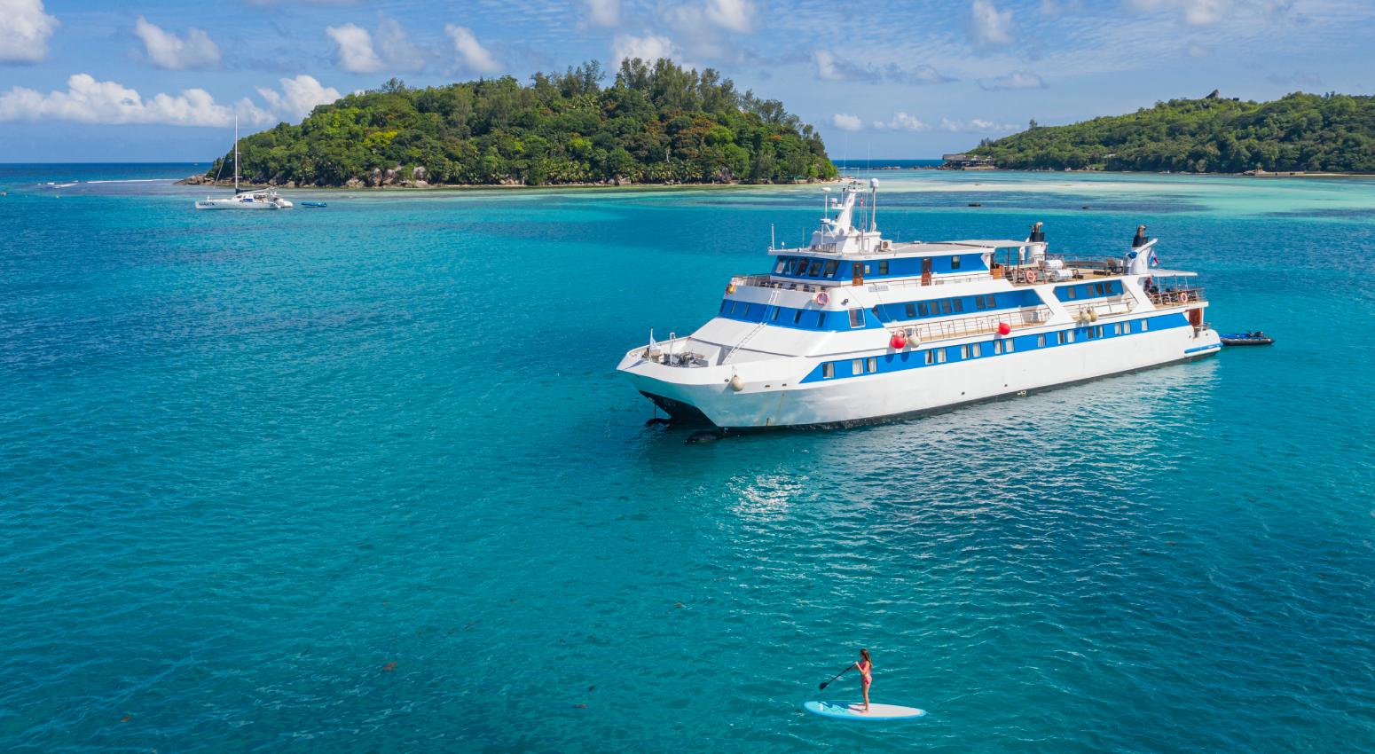 Cruise boats in Seychelles.