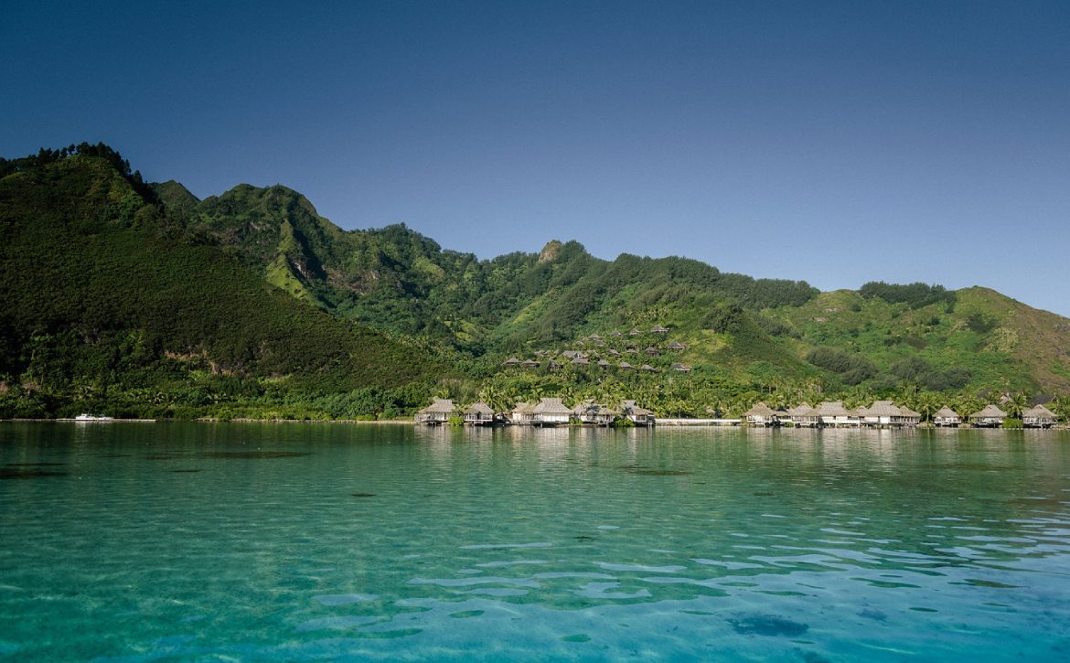 View to a tradional village in a tropical island