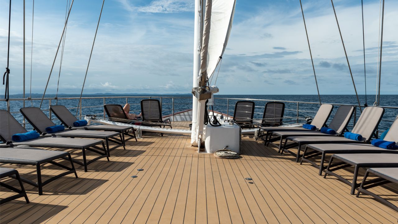 Deck chairs on Callisto small ship of Variety Cruises