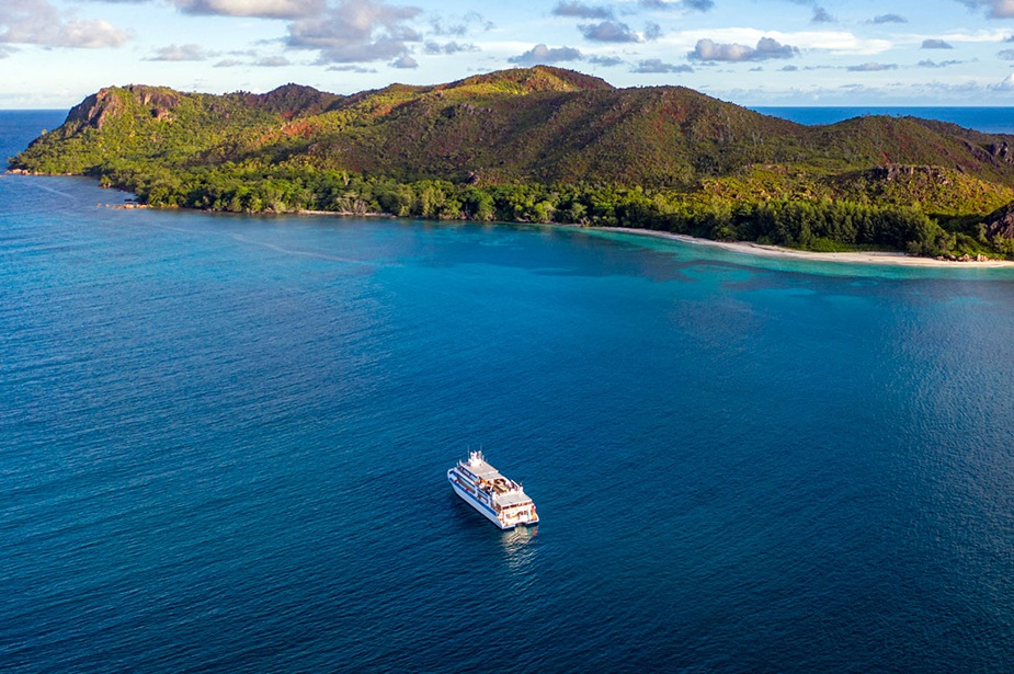 Pegassos ship in a tropical island