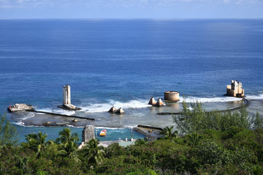 The abandoned phosphate mining site on Makatea island