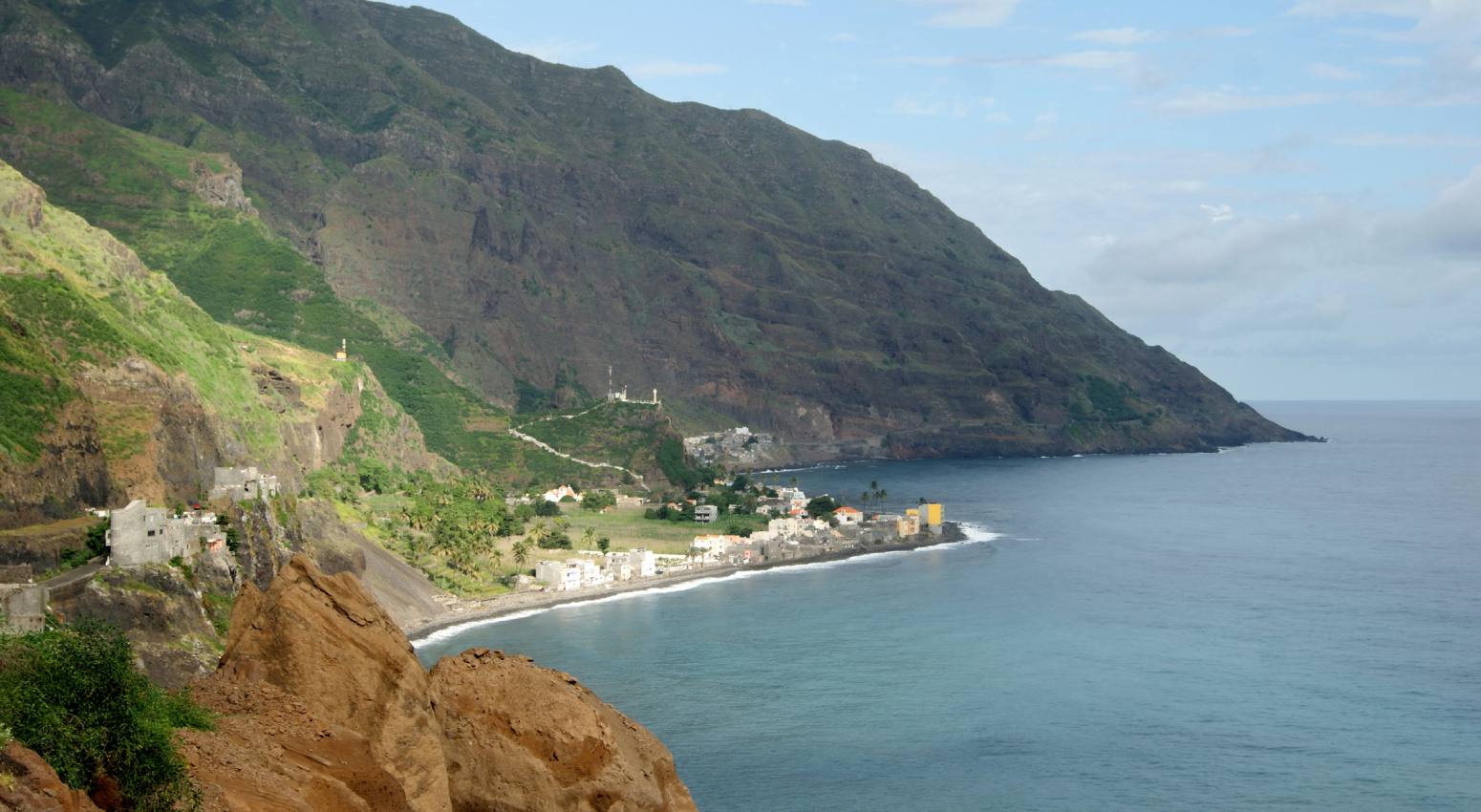 View to the sea and the mountains of Santo Antão Island's Eastern Shore