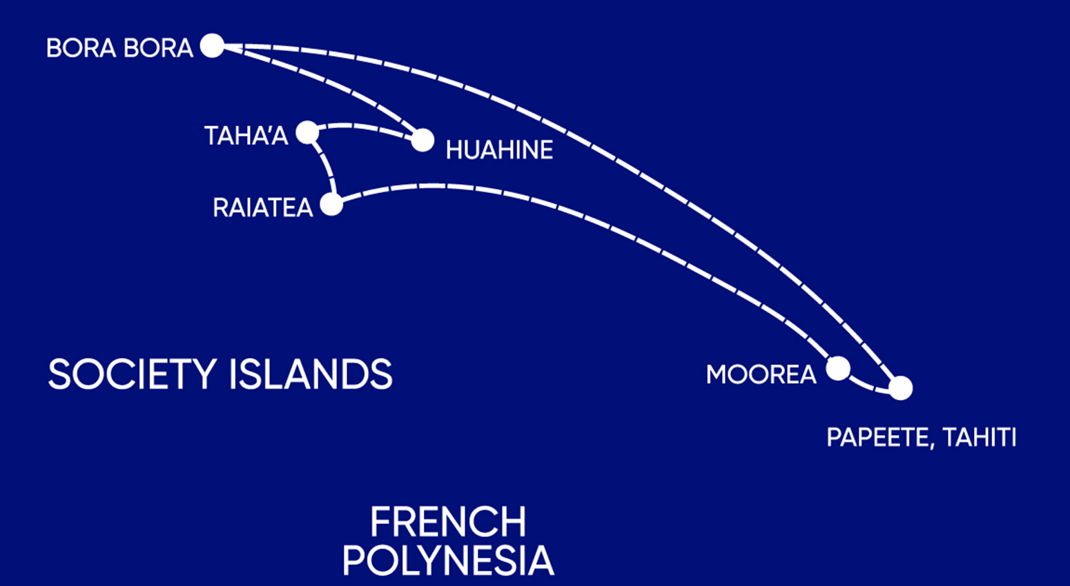 A cruise map at the tropical islands of Tahiti