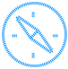 A light blue compass logo