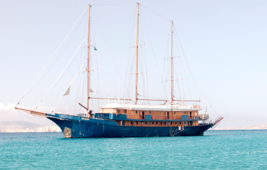 Galileo cruise ship anchored in the sea