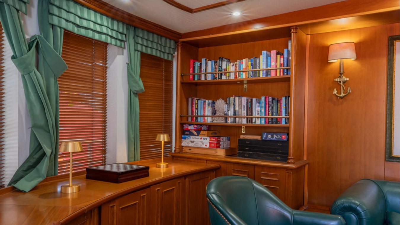 The library on Callisto yacht