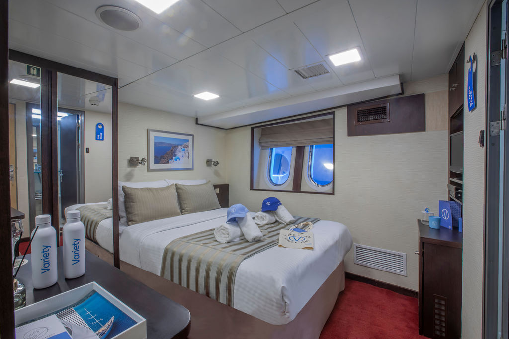 Double bed in a Category C cabin from Harmony V
