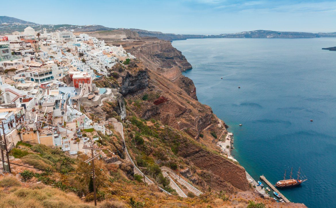 View to the caldera of Santorini island