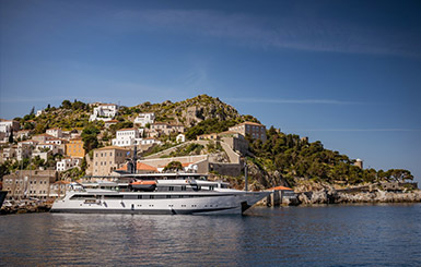 Variety Cruises' ship anchored in Hydra Island