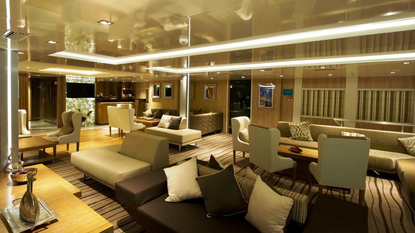 Relax in the stylish main lounge and reception area of the Variety Voyager
