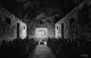 People watching cinema