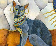 Cat painting with traditional elements