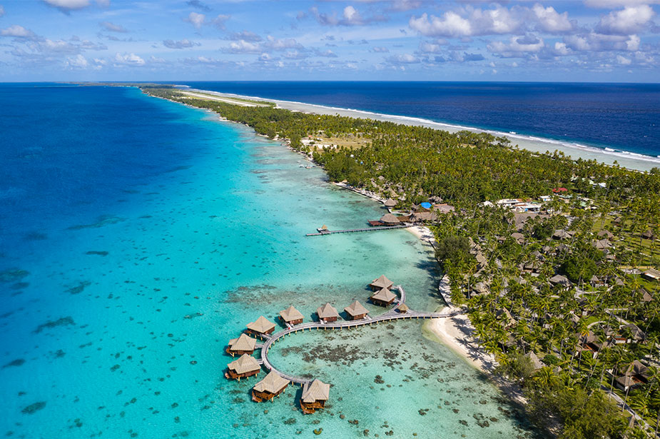 View to turquoise waters and tropical beaches