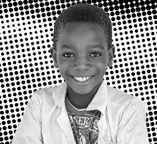 Little boy in black and white background