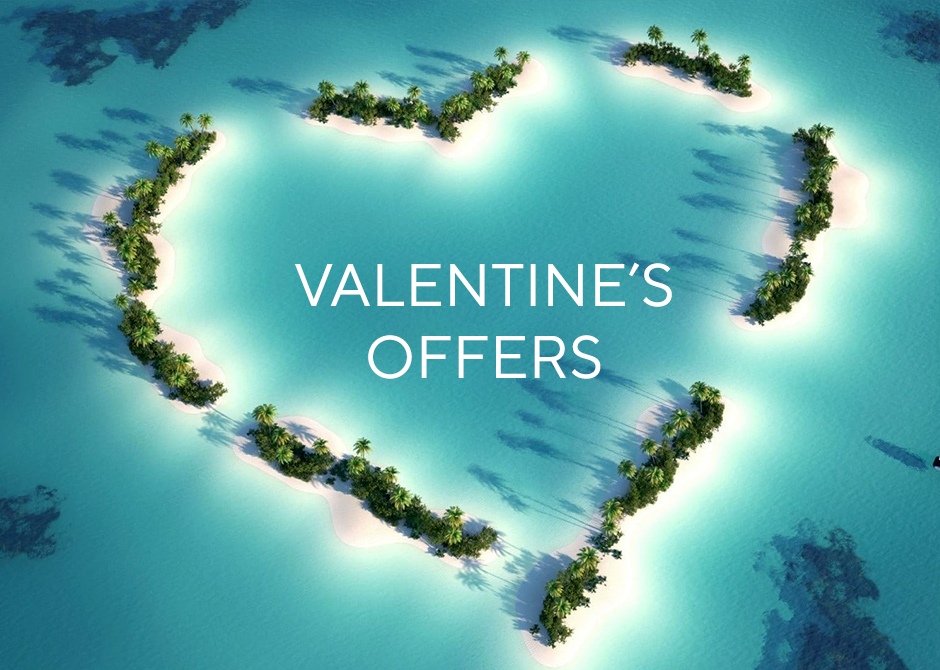 Celebrate Valentine's Day with Variety Cruises Offers. A tropical island in a heart shape