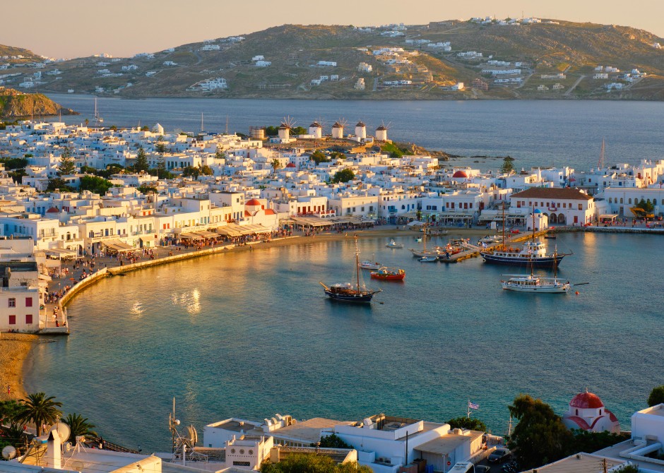 Aerial Photo of a port in Cyclades, Greece