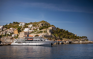 Variety Cruises' ship anchored in Hydra Island